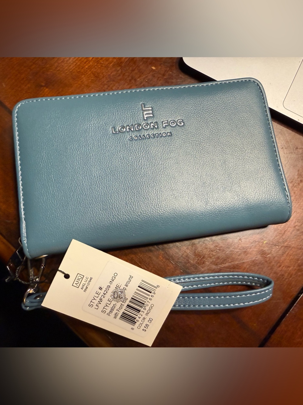 London Fog Teal Zip-Around Wristlet Wallet